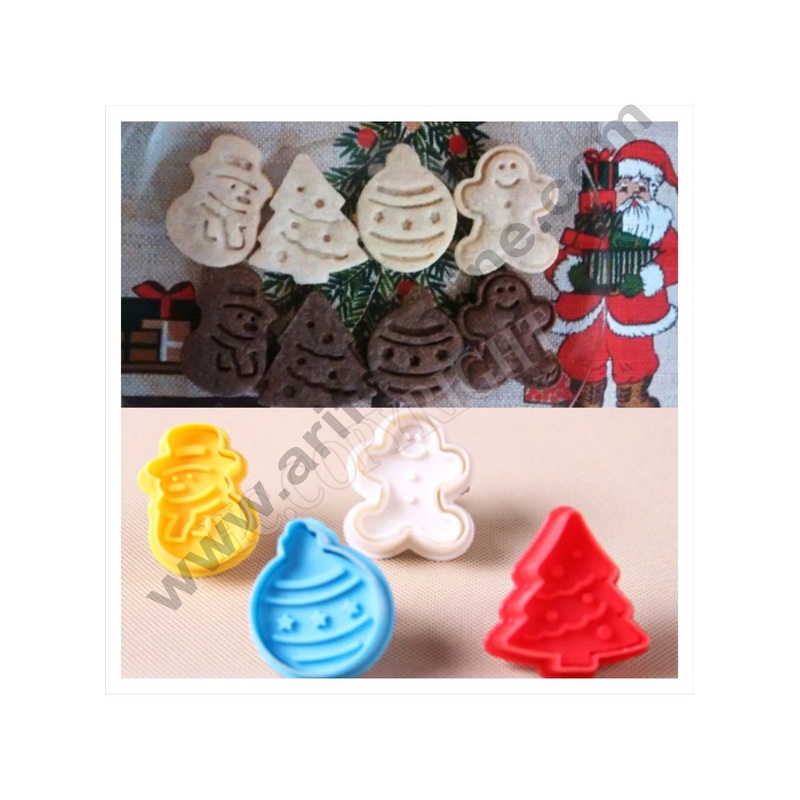 Cake Decor 4 Pc Christmas GingerBread Plastic Biscuit Cutter Plunger Cutter