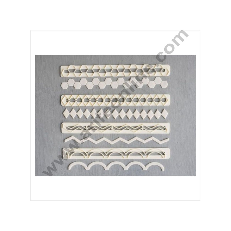 Cake Decor 4 Pc Geometric Borders Tappet Cutter Plastic Fondant Cutter Gumpaste Cutter