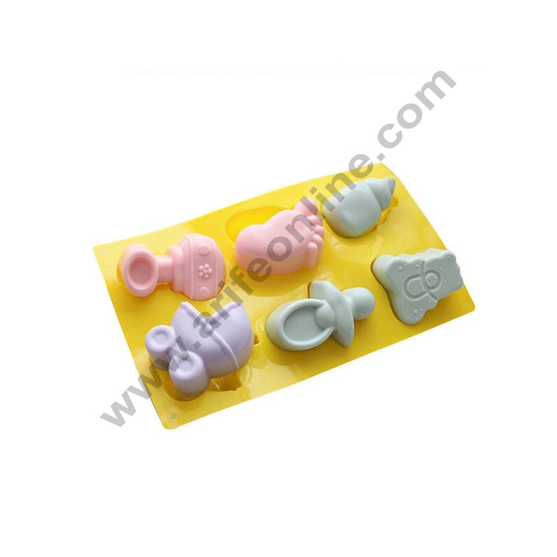 Cake Decor 6 Cavity Baby Shower Silicon Moulds Muffin Mould