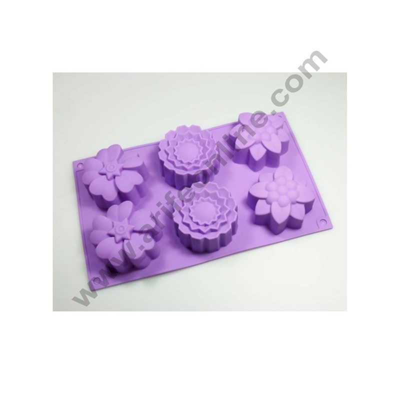 Cake Decor 6 Cavity Mix Flower Silicon Moulds Muffin Mould