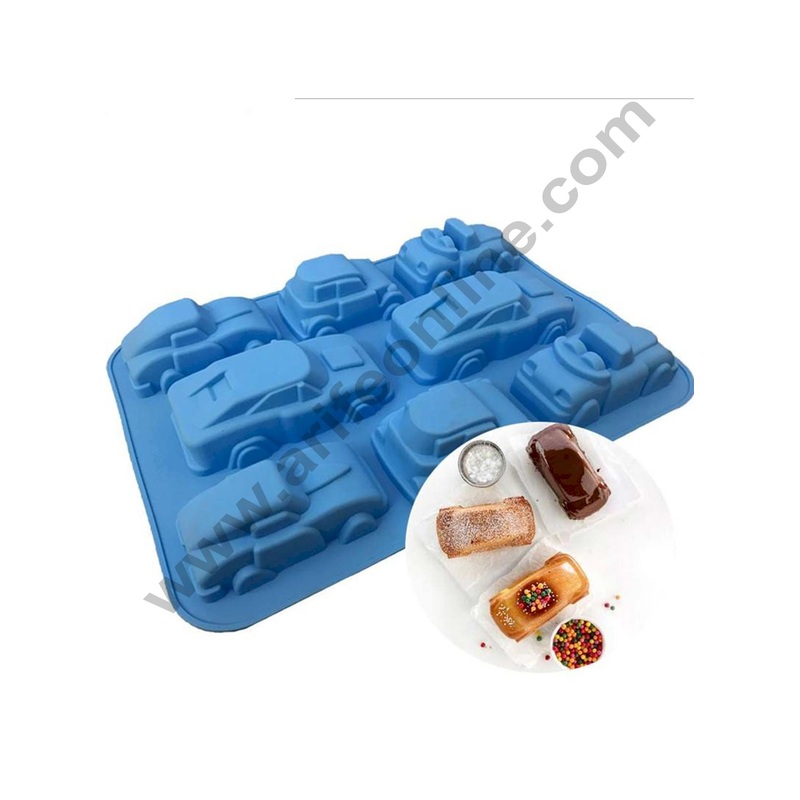 Cake Decor 8 Cavity Car  Shapes Silicon Moulds Muffin Mould