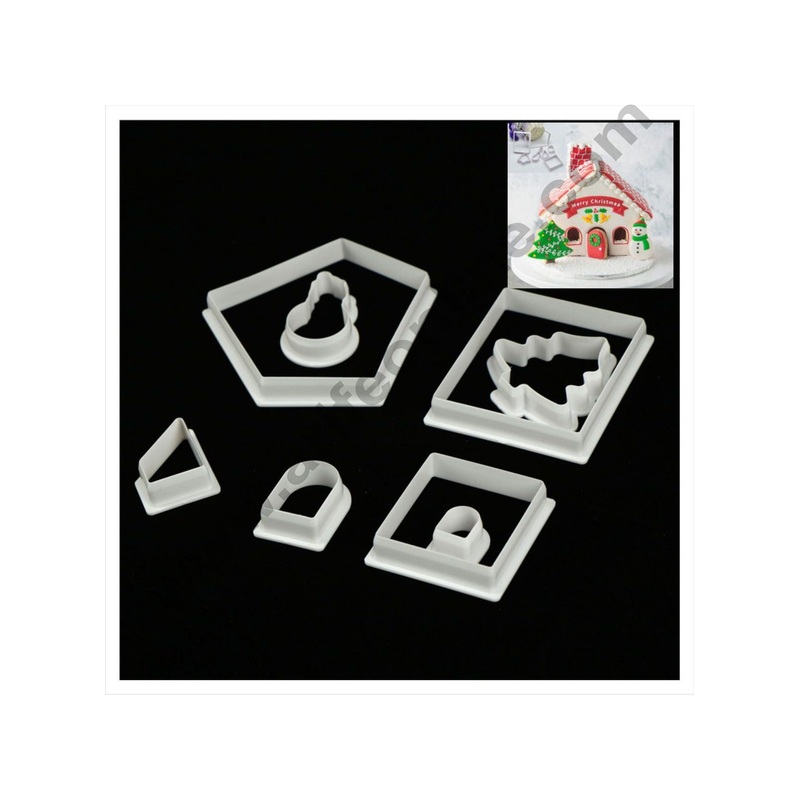 Cake Decor 8 Pc Christmas House Theme Plastic Fondant Cutter Gumpaste Cutter