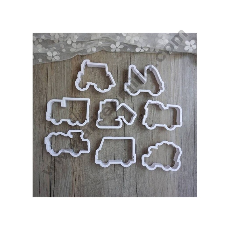 Cake Decor 8pc Constuction Trucks Cutters Fondant Tool