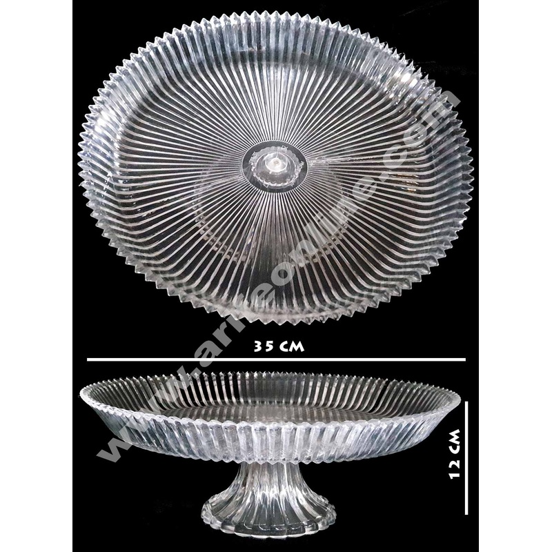Cake Decor Acrylic Big Round Fancy Cake Display Stand (35 Cm)