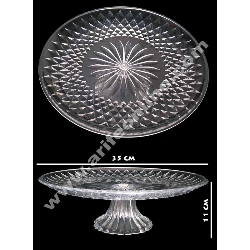Cake Decor Acrylic Prism Design Round Cake Display Stand (35 Cm)