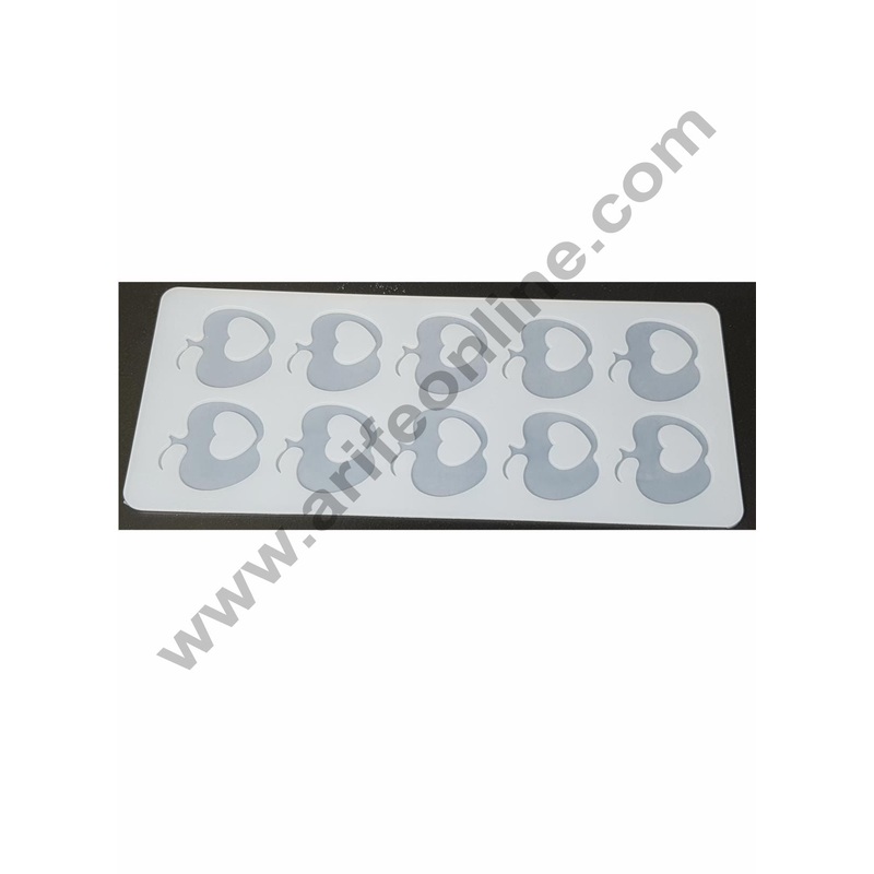Cake Decor Silicon 10 in 1 Apple with Heart Shape Chocolate Garnishing Mould Cake Insert Decoration Mould