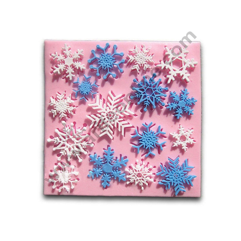 Cake Decor Silicon 13 Cavity Christmas Snowflakes Different Design Silicone Fondant Mould Marzipan Mould