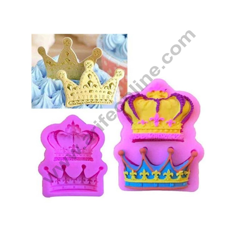 Cake Decor Silicon 2 in 1 King And Queen Crown  Fondant Clay Marzipan Cake Decoration Mould