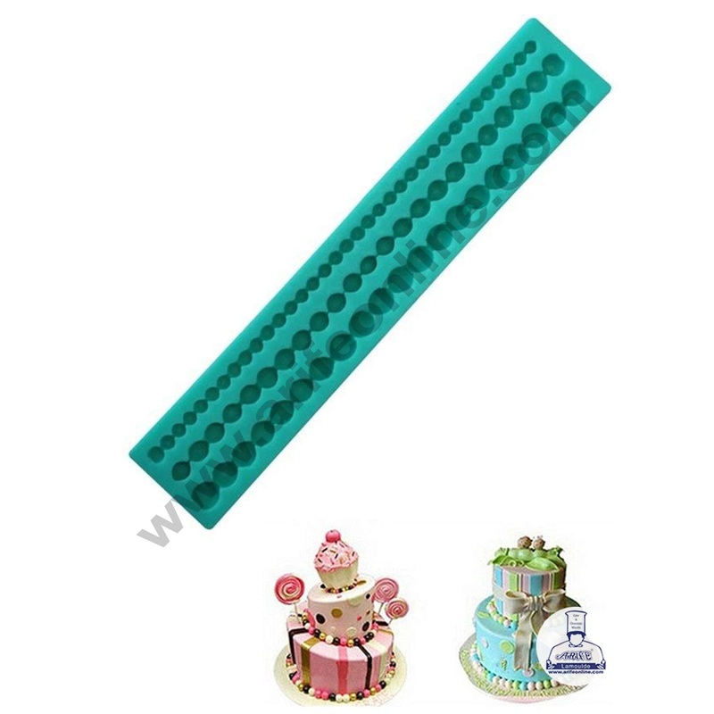 CAKE DECOR Silicon 3 Cavity 3D Bead Pearl Silicone Fondant Mold Cake Edge Decoration Marzipan Mould