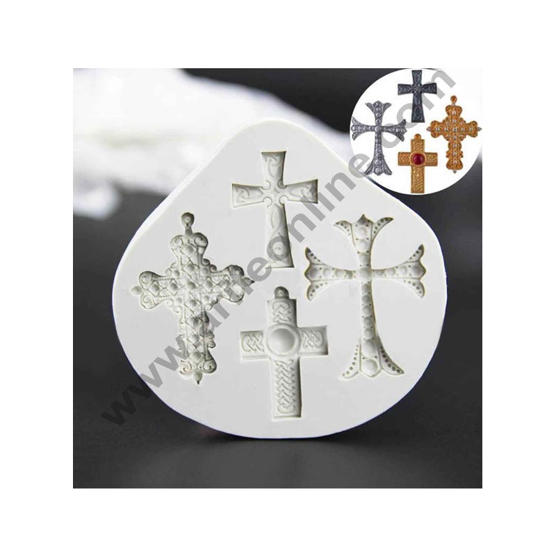 Cake Decor Silicon 4 Cavity Cross Silicone Fondant Mould Marzipan Mould
