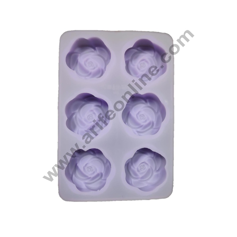 Cake Decor Silicon 6 Cavity, Rose Shape, Non Sticky Mold for soap,Chocolate, Fondant Sugar bakeware Mold