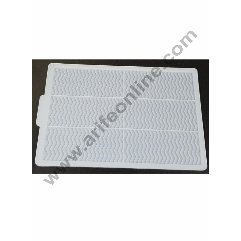 Cake Decor Silicon 6 in 1 Rectangle Wave Shape Chocolate Garnishing Mould Cake Insert Decoration Mould