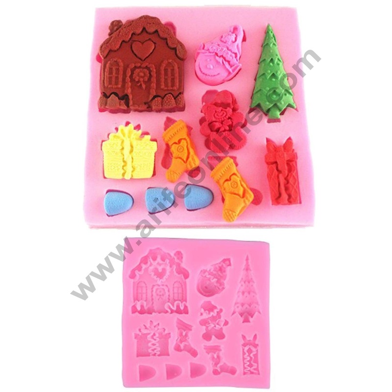 Cake Decor Silicon 7 Cavity Christmas Design Santa Clause Silicone Fondant Mold Marzipan Mould