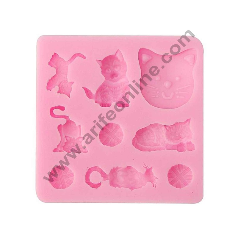 Cake Decor Silicon 9 Cavity Different Cats and Balls Silicone Fondant Mould Marzipan Mould
