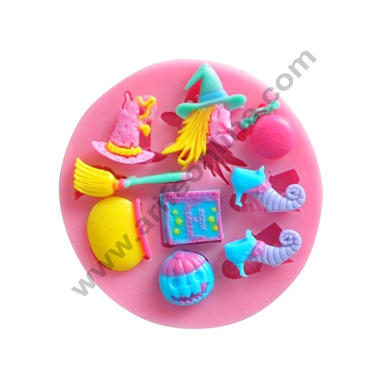 Cake Decor Silicon 9 Cavity Halloween Witch Silicone Fondant Mould Marzipan Mould
