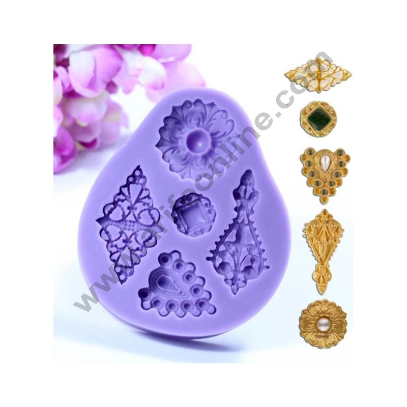 Cake Decor Silicon Retro Jewelry Broaches Patterns Mix Fondant Gumpaste Mould Marzipan Mould