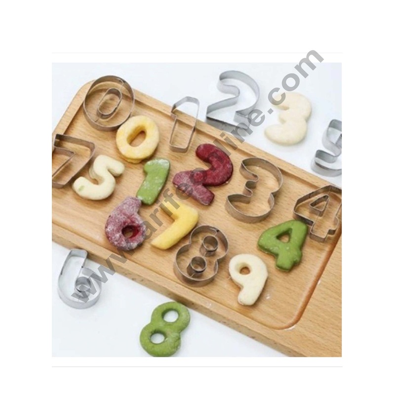 Cake Decor Stainless Steel 10Pc Big Number Cookie Fondant Biscuit Cake Fruit Cutter