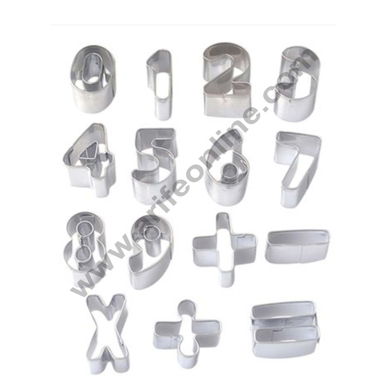 Cake Decor Stainless Steel 15 Pc Small Number Cookie Fondant Biscuit Cake Fruit Cutter