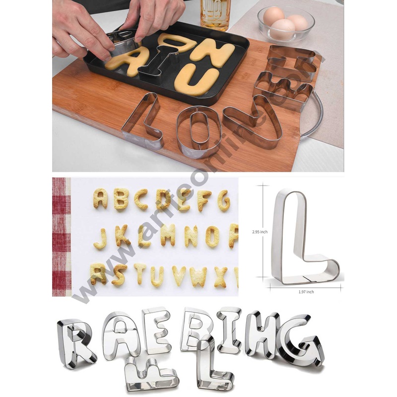 Cake Decor Stainless Steel 26 Pc Jumbo Alphabet Cookie Fondant Biscuit Cake Fruit Cutter