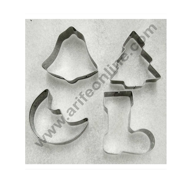 Cake Decor Stainless Steel 4 pc Christmas Theme Fondant Biscuit Cake Fruit Cutter