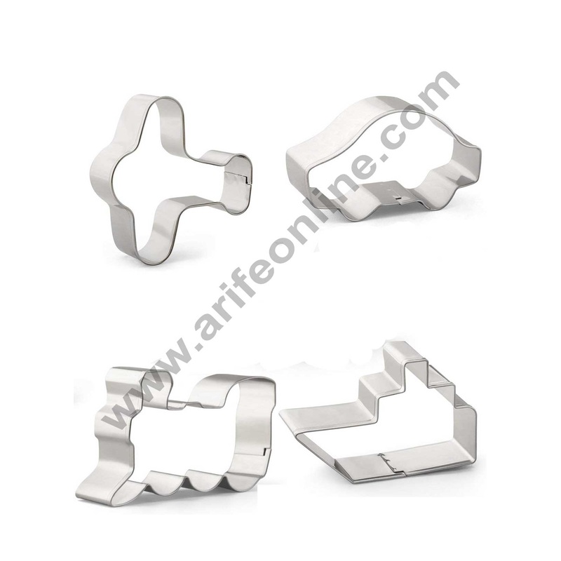 Cake Decor Stainless Steel 4 Pc Transportation Vehicles Fondant Biscuit Cake Fruit Vegetables Dough Cutter