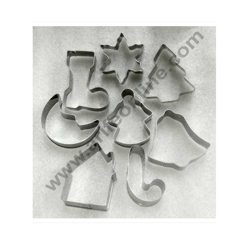 Cake Decor Stainless Steel 8 pc Christmas Cutter Cookie Cutter Fondant Biscuit Cake Fruit Cutter