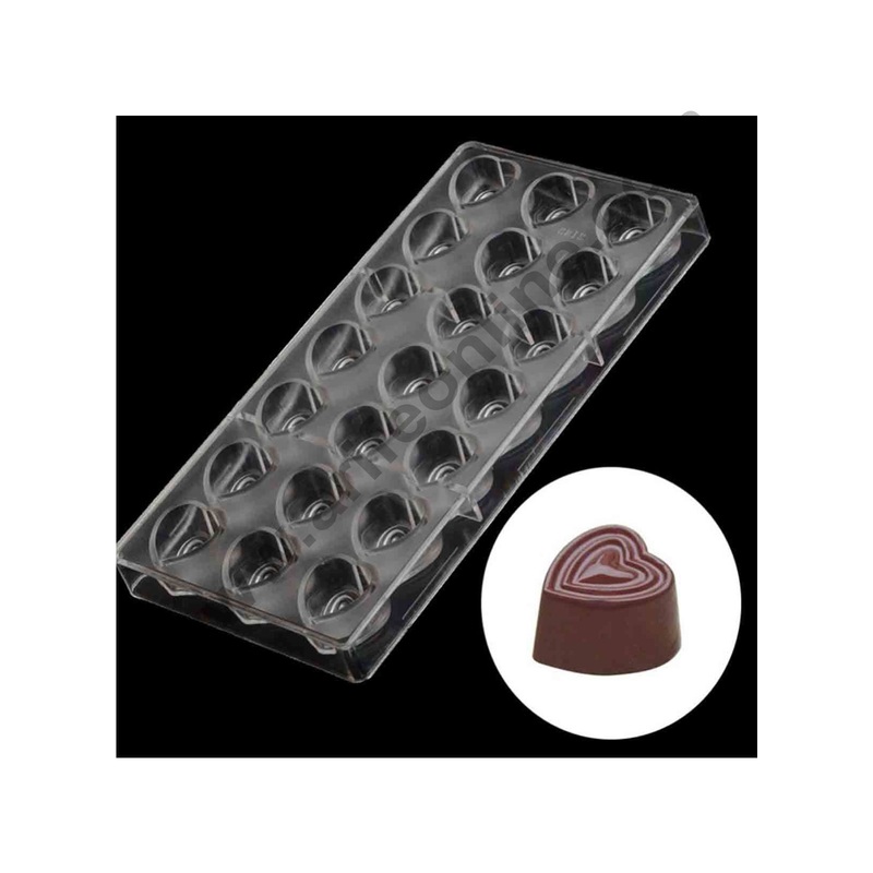 Cake Decor 21 Cavities Heart Shaped Polycarbonate Chocolate Mould ; Chocolate Weight : Approx 12 Grams