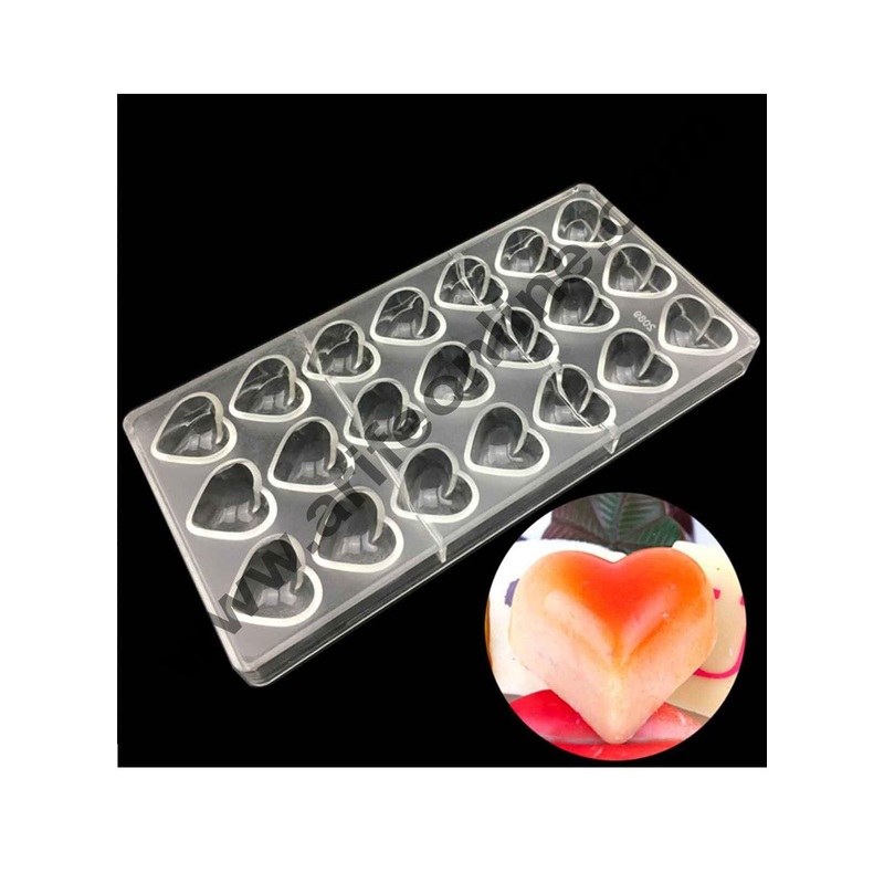 Cake Decor 21 Cavity Heart Shape Polycarbonate Chocolate Mould