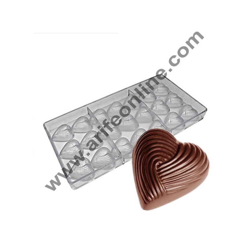 Cake Decor 21 Cavity Heart Wave Pattern Chocolate Molds Shape Plastic Polycarbonate Chocolate Mold Jelly Candy Mould