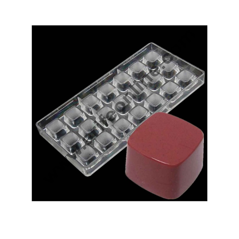Cake Decor 21 Cavity Polycarbonate Curvy Square Chocolate Mould