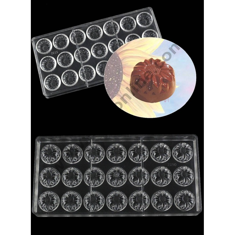 Cake Decor 21 Cavity Sunflower Shape Polycarbonate Chocolate Jelly Candy Mould