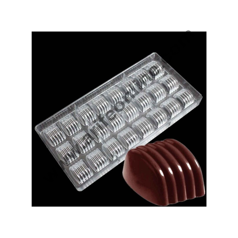 Cake Decor 24 Cavity Grooved Square Shape Polycarbonate Chocolate Mold