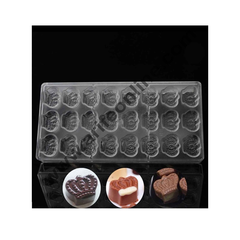 Cake Decor 24 Cavity King Crown Sahpe Polycarbonate Chocolate Mould; Chocolate