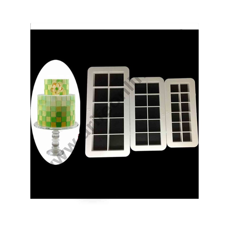 Cake Decor 3 pcs Geometric Square Grid Fondant Cookie Cutter Cake Mold Fondant Mold Fondant Cake Decorating Tools Baking Moulds