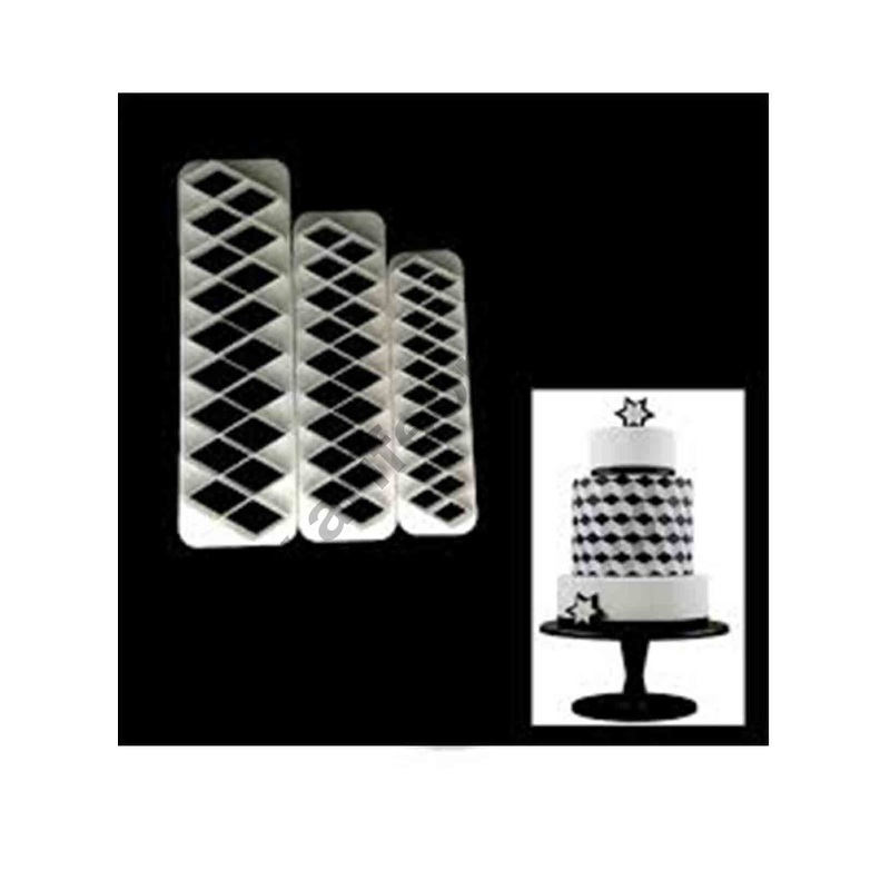Cake Decor 3 pcs/Set Geometric Figure Plastic Cake Decorating Cutter Buscuit Cutters Diamond Shape Fondant Cake Decorating Mold Tools