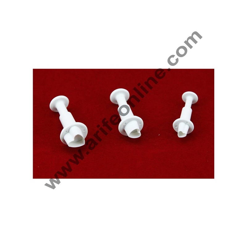 Cake Decor 3Pcs/Set Small Heart Shaped Fondant plunger Cutter cake decorating Sugarcraft embossing tool(White)