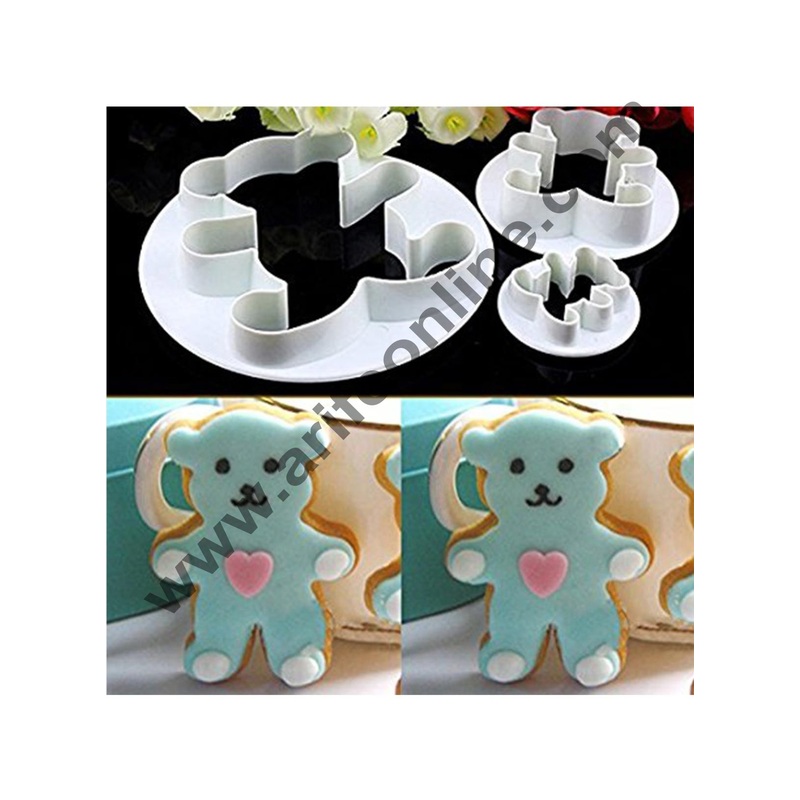 Cake Decor 3Pcs/Set Teddy Bear Shape Fondant Cookie Cutters Plunger Baking Pastry Mold Decorating Tools