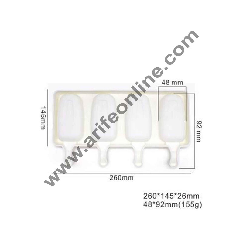 Cake Decor 4 Cavity Big White Classic Silicone Cakesicle Mould Popsicle Easy Ice Cream Bar Mould