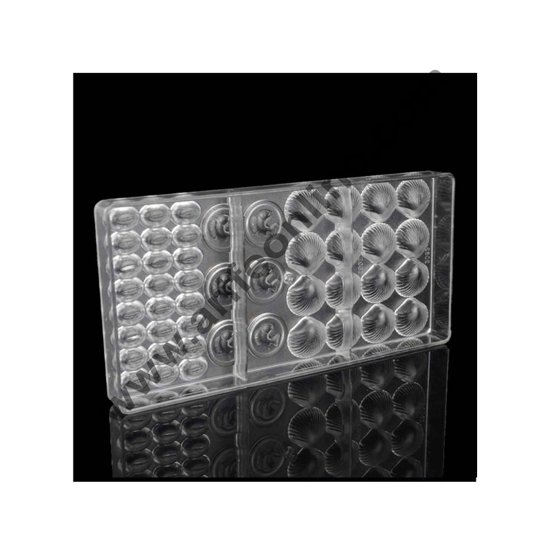 Cake Decor 46 Cavities Sea Animals Shell Fish Bean Shape Polycarbonate Chocolate Mold
