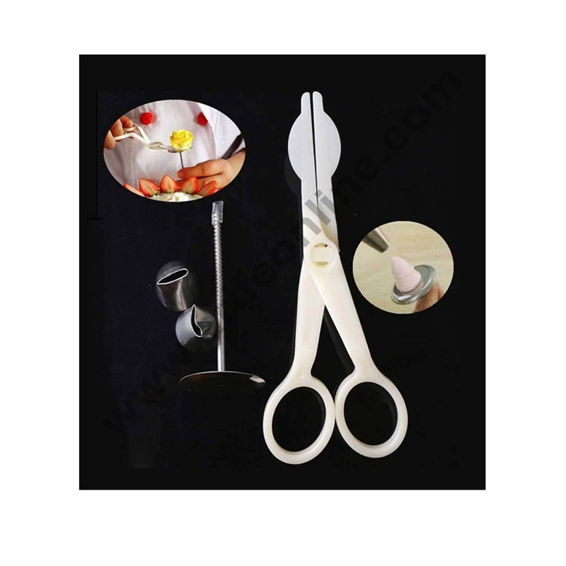 Cake Decor  4Pcs/Set Icing Piping Nozzle Scissors Flower Lifter Stand Nail Cake Decorating Tools
