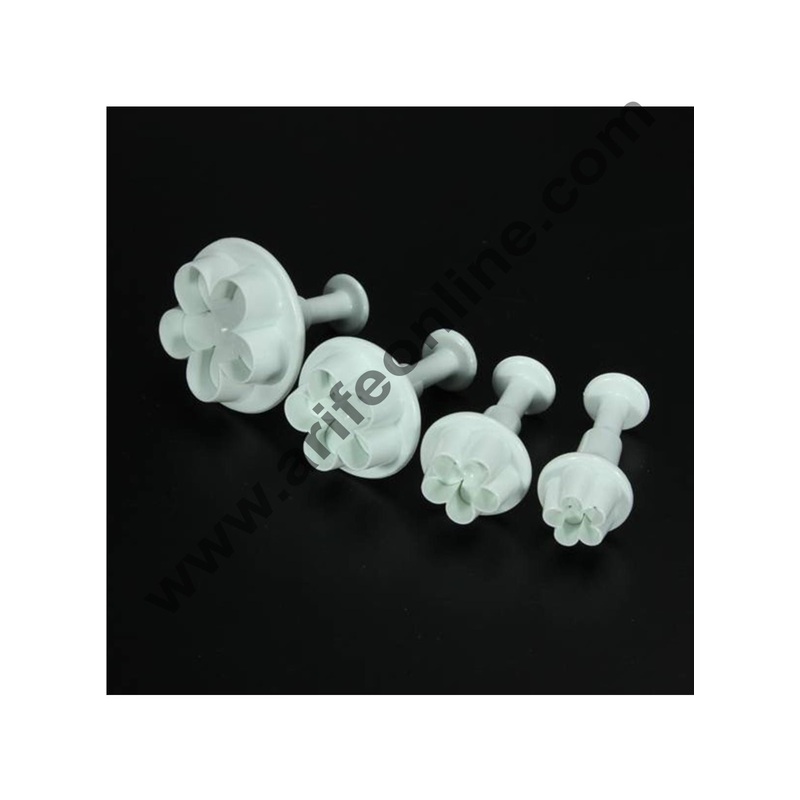 Cake Decor 4Pcs Wintersweet Spiral Shape Plunger Cutters Cake Cookies Decorating Tools Mold
