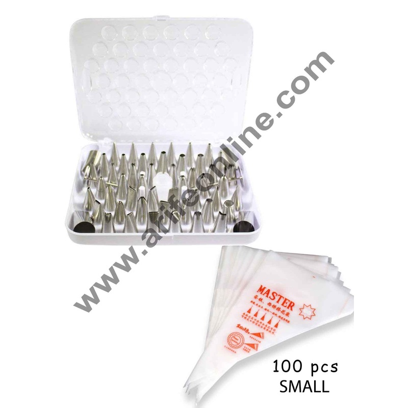 Cake Decor 52 Pc Nozzle Set and Small Disposable Piping Bag, 1 Pack (100pc)