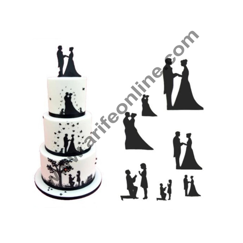 Cake Decor 7 Piece/Set Wedding Couple For Valentine's Silhouette Stencil Cake Decorating Cutting Tool