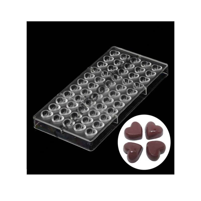 Cake Decor 77 Cavity Mini Heart-Shaped Polycarbonate Chocolate Molds