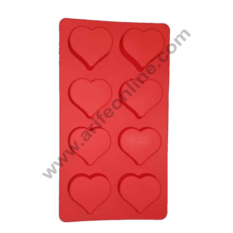 Cake Decor 8 in 1 Silicone Heart Shape Soap Mold Non Stick Mold for Soap Making Jelly Desserts and Baking Mould