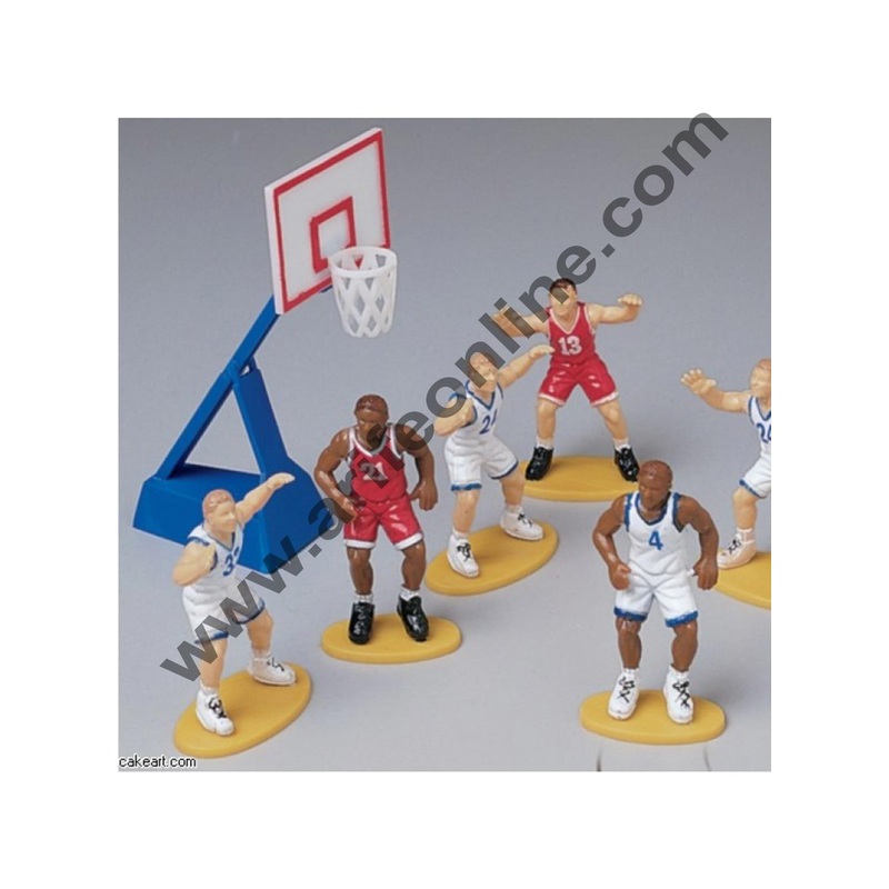 Cake Decor Basketball Cake Topper 4 Players And 1 Basket Set