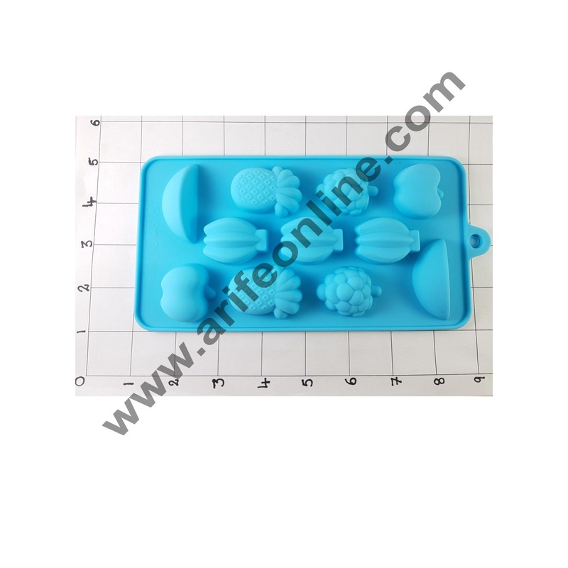 Cake Decor Silicon 11 Cavity Fruits Shape Design Brown Chocolate Mould, Ice Mould, Chocolate Decorating Mould