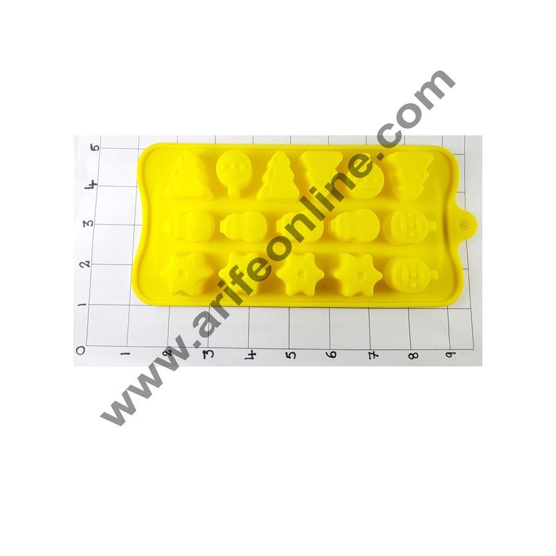 Cake Decor Silicon 15 Cavity Christmas Stars and Tree Design Brown Chocolate Mould, Ice Mould, Chocolate Decorating Mould