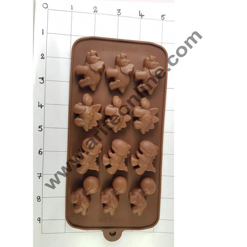 Cake Decor Silicon 15 Cavity Dinasour Design Brown Chocolate Mould, Ice Mould, Chocolate Decorating Mould
