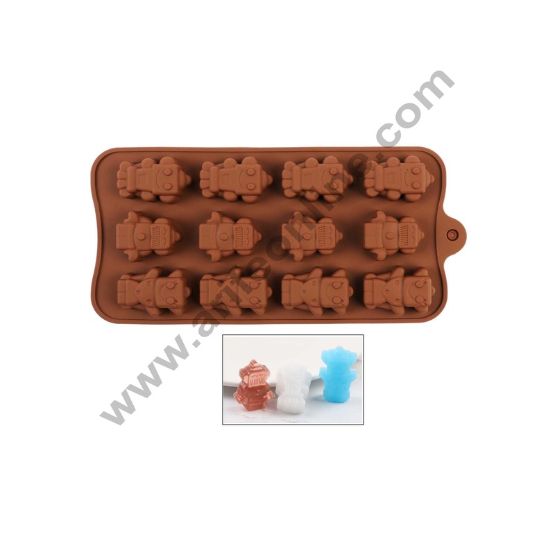 Cake Decor Silicon 15 Cavity Robot Shape Design Brown Chocolate Mould, Ice Mould, Chocolate Decorating Mould
